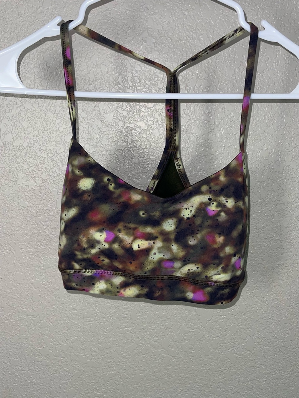 lululemon athletica Camouflage-Pattern Sports Bralette in Olive, Pink & Cream